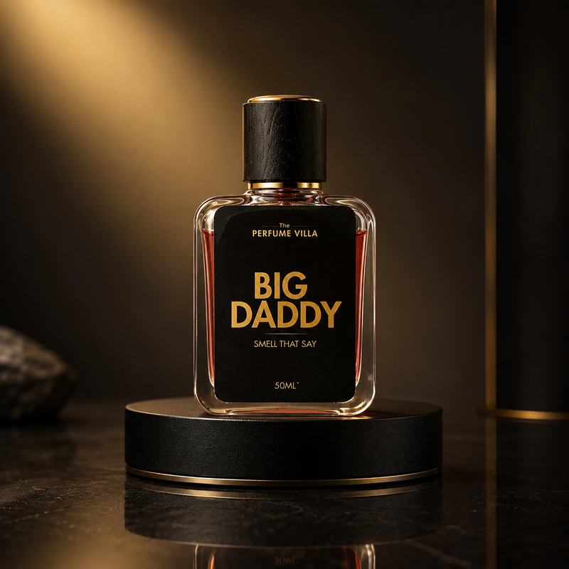 BIG DADDY perfume bottle on clean premium studio background